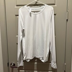SPANX White Long Sleeve Performance Top Open‎ Back Slit Thumb Holes